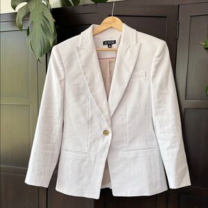 J. Crew White Single-Button Linen-Blend Blazer
